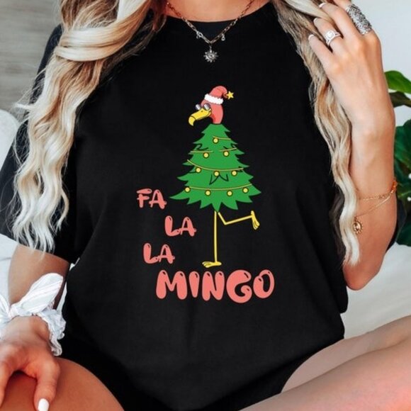 Tops - Flamingo Christmas Shirt, Flamingo Merry Christmas Tee